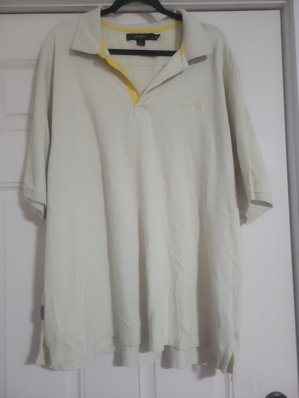 Sean John Cream Polo with Yellow Accent